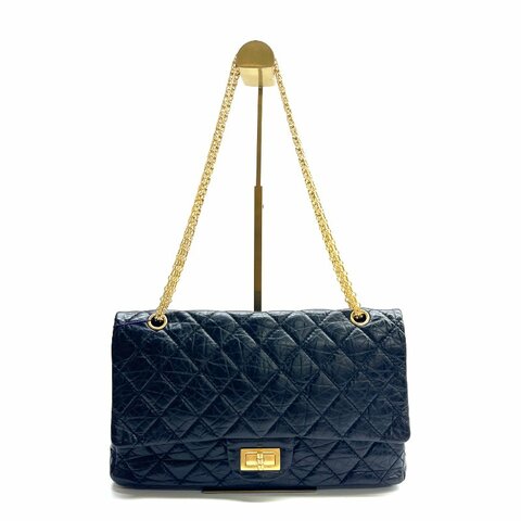 Chanel 香奈兒 黑金 牛皮 2.55 大號 14開 肩背包