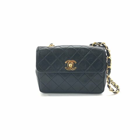 Chanel 黑色 cf 小金豆 mini 1開 肩背包