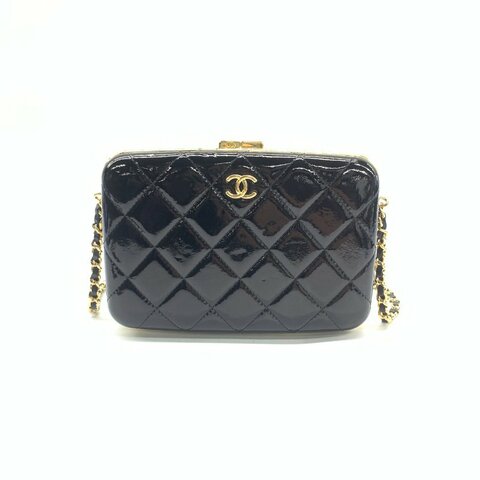 Chanel 黑金 手工坊 漆皮 晚宴 大號 31開 肩背包