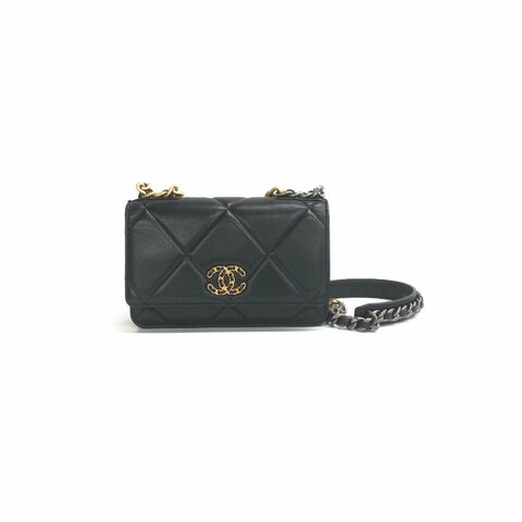 Chanel 黑色 19bag woc 羊皮 30開 肩背包