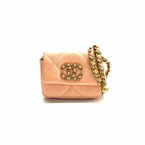 Chanel 淡橘色 19bag mini woc 口蓋 31開 腰包