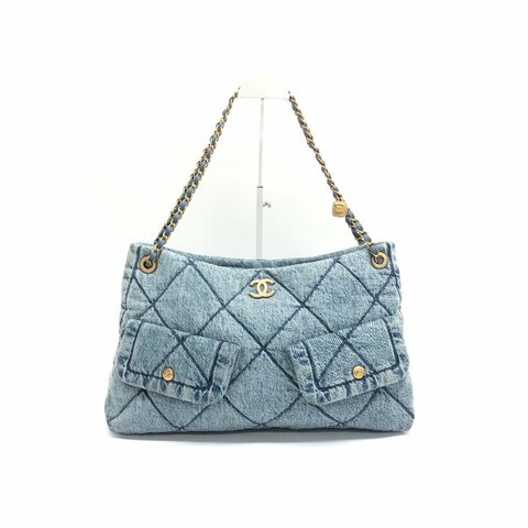 Chanel 25K 藍色 牛仔 hobo 肩背包