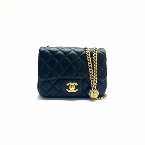 Chanel 黑金 25P 方胖子 金球 羊皮 肩背包 晶片25年2月10日上海