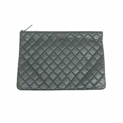 Chanel 黑色 so black 2.55 26開 大號 牛皮 手拿包