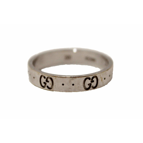 Gucci 18K White Gold Icon Thin Ring Size 20