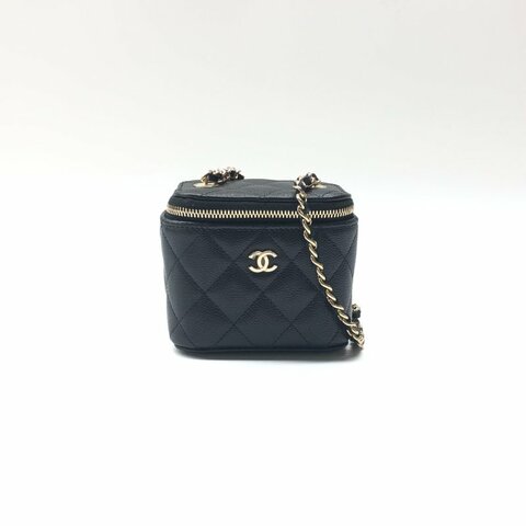 Chanel 黑金 小盒子 化妝盒 晶片款 肩背包