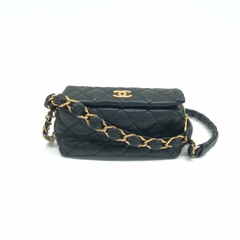 Chanel 黑金 飯盒 hobo 雙c手柄 31開 肩背包