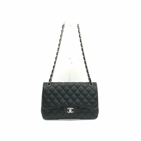 Chanel 黑銀 cf 大號 jumbo 14開 雙蓋 肩背包