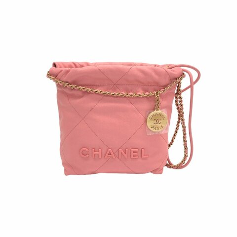 Chanel 粉色 22bag mini 晶片 24年 肩背包