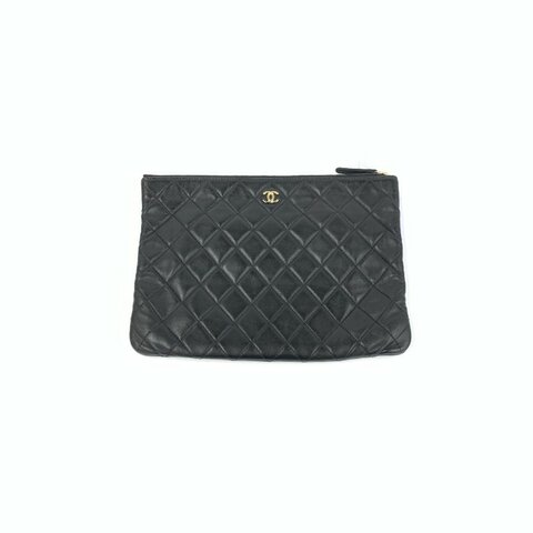 Chanel 黑金 羊皮 cf 中號 22開 手包