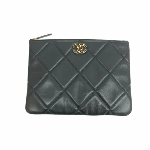 Chanel 黑金 19bag系列 28開 中號 手拿包