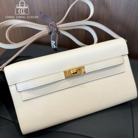 🌈Hermes🧡Kelly to go🧡奶昔白金扣🌈98新🌟Epsom皮🌟有貼膜🌟kellytogo🌟kelly🌟愛馬仕🌟
