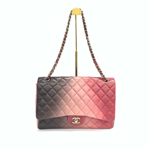 Chanel 漸變色 cf Maxi 羊皮 13開 單蓋 肩背包