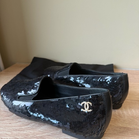 Chanel 香奈兒穆勒鞋 亮片鞋 黑