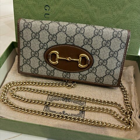 *SHIHNA名牌精品*GUCCI 1955 經典馬銜對開WOC鏈包