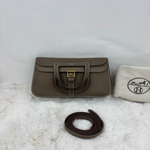 Hermes 愛馬仕Halzan 25 哈喇子大象灰金扣 Z刻