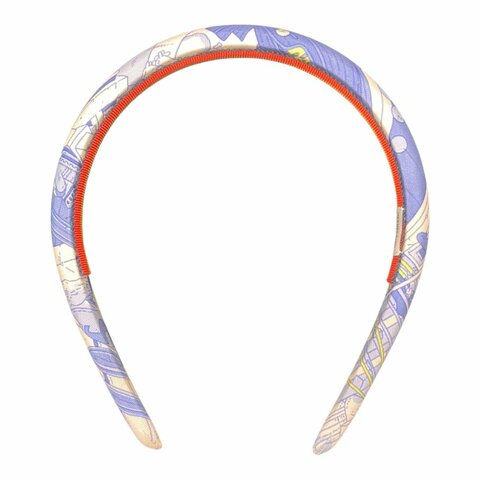 HERMES 愛馬仕 ELSA 髮箍 LA LEGENDE DU CHEVAL 真絲 藍白色系