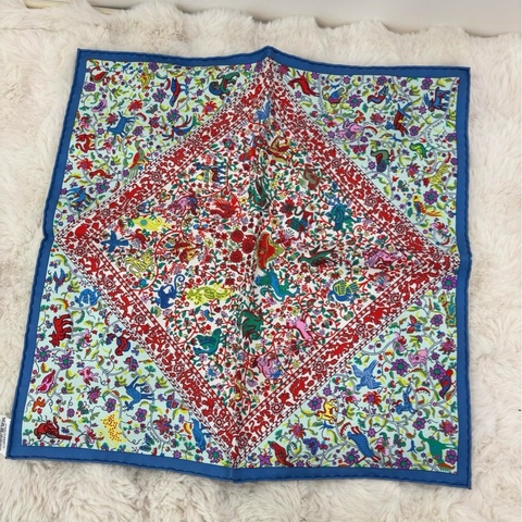 Hermes 愛馬仕 夏日玫瑰系列 100%桑蠶絲 絲巾45*45