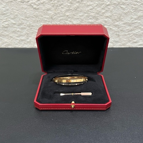 Cartier卡地亞Love系列 玫瑰金拼白金雙環手鐲 16號99新