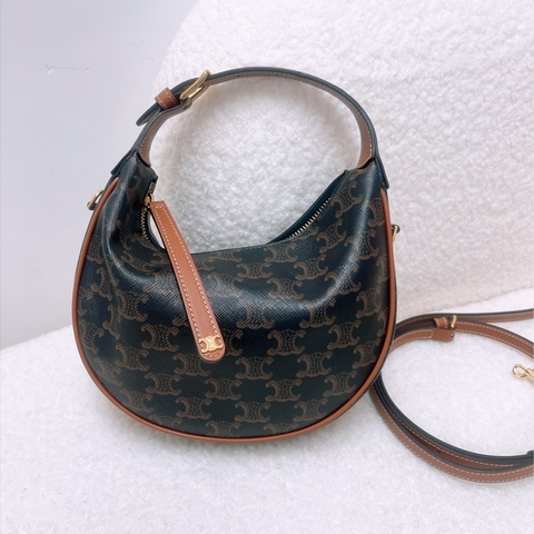 Celine lulu teen 棕色老花呼拉圈半月包