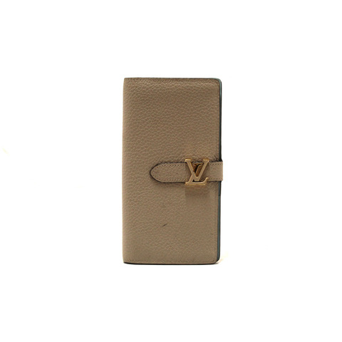 Louis Vuitton Galet Grey Grained Taurillon Leather LV Vertical Wallet