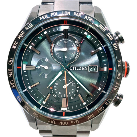 西鐵城 Attesa Eco-Drive 光動能腕錶，總重 86 克，鈦金屬錶殼，電波校時，黑色錶盤，型號 H800-T02587