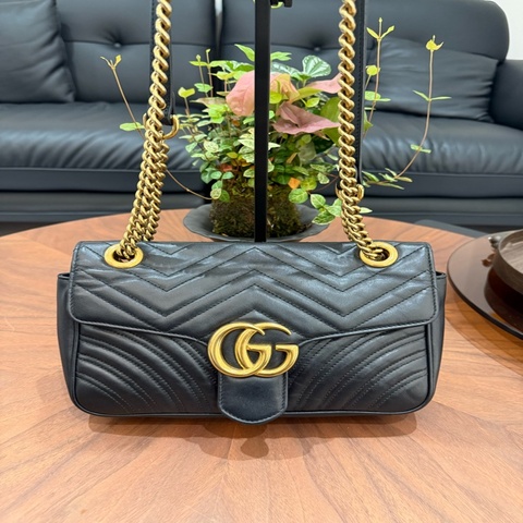 Gucci/古馳 GG 馬蒙26 黑色 肩背斜挎包