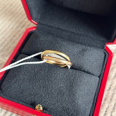 Cartier 卡地亞 Trinity 三色金鑲鑽一圈三環戒指 54號 2026年購入