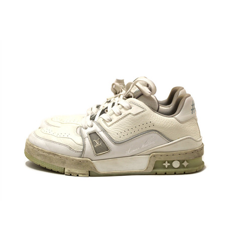 Louis Vuitton White Calfskin Mens LV Trainer Sneakers 38
