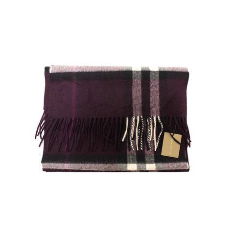 NEW Burberry Purple Plaid Cashmere Scarf