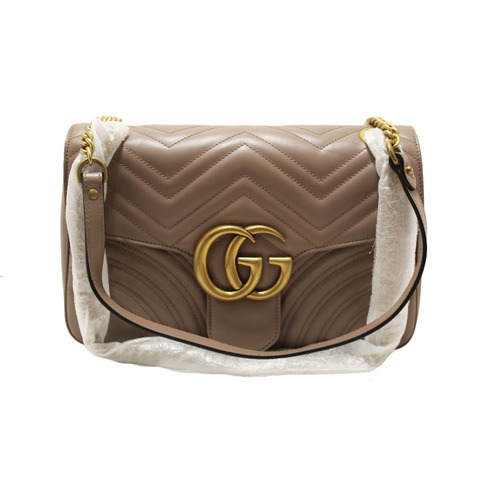 NEW Gucci Porcelain Rose Marmont Matelassé Chevron Leather Medium Shoulder Bag 443496