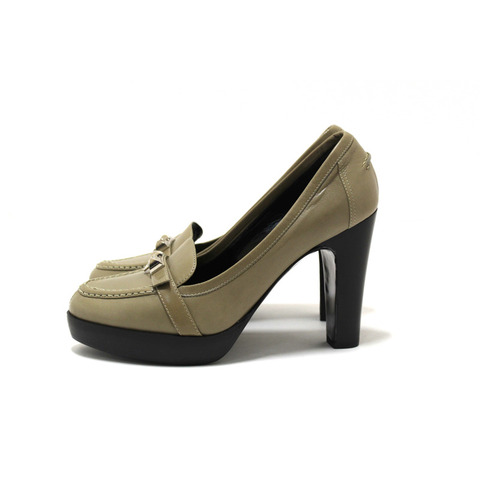 New Hermes Etoupe Leather Kelly Loafer Pumps Shoes Size 36.5