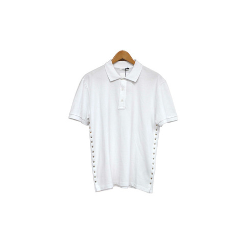 NEW Valentino Garavani White Cotton Studded Polo Shirt size L