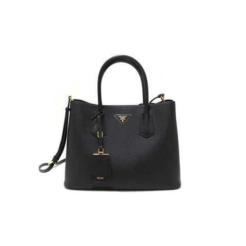 Prada Black Saffiano Leather Medium Double Bag