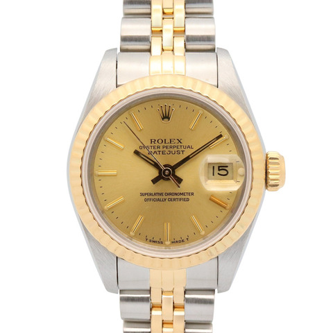 勞力士 Datejust 97 系列腕錶，18K（黃金）不鏽鋼，女士款，金色錶盤，香檳色錶帶，69173