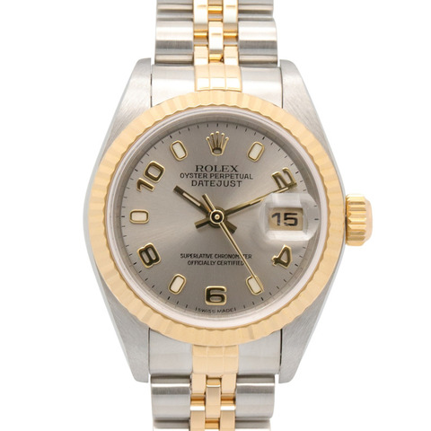 Rolex Datejust K 系列腕錶，18K（黃金）不鏽鋼，女士款，銀色錶盤，阿拉伯數字，79173。