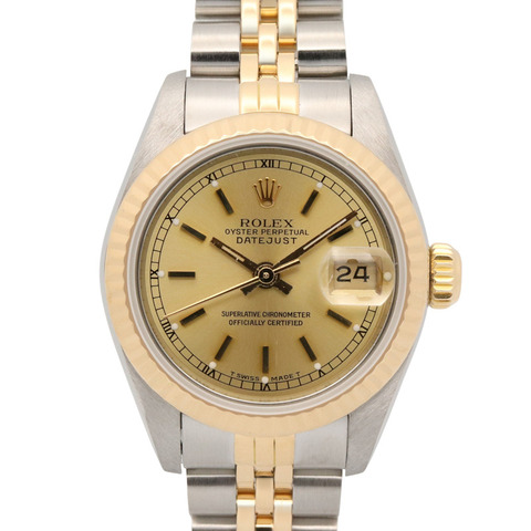 勞力士 Datejust L 系列腕錶，18K（黃金）不鏽鋼，女士款，香檳金色錶帶，69173