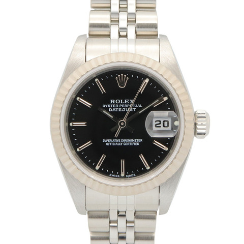 勞力士 Datejust P 系列腕錶，18K 白金（WG）不鏽鋼，女士款，黑色長條錶殼，79174