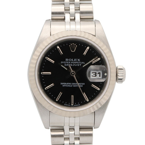 勞力士 Datejust P 系列腕錶，18K 白金（WG）不鏽鋼，女士款，黑色長條錶殼，79174。