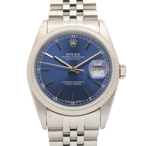 勞力士 Datejust X 系列腕錶，18K 白金（WG）不銹鋼，男士，藍色錶盤，條形錶帶，16234。