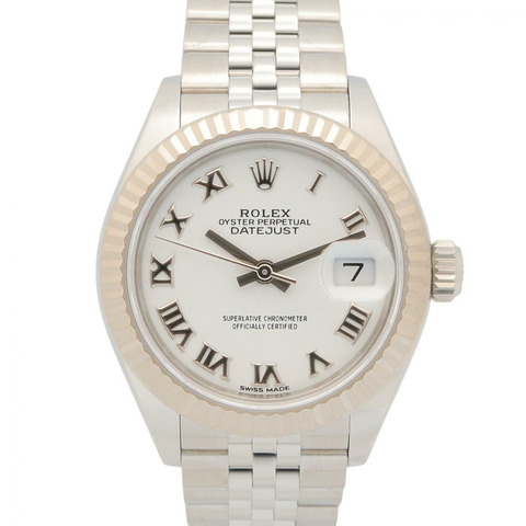Rolex Datejust 隨機序號白色羅馬數字腕錶 18KWG（白金）不銹鋼女士白色/銀色腕錶 279174