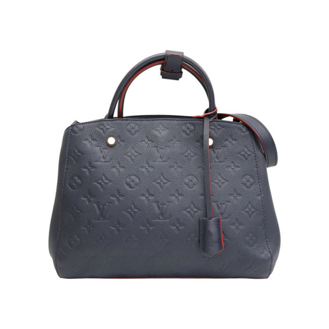 【再降價】藍色 原花 牛皮 壓紋 Montaigne MM 兩用包【LOUIS VUITTON LV 路易威登】 M42746