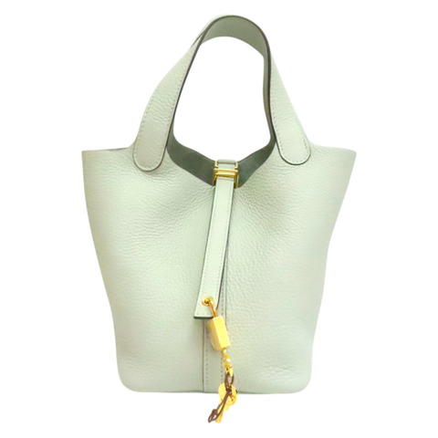 冰晶灰 Clemence牛皮 Picotin Lock 18 手提包 W刻 金扣【HERMES 愛馬仕】