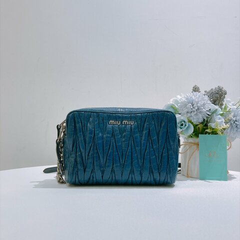 TW5008 Miumiu 深藍色 拉鏈相機包5BH161 Matelasse Camera Bag Navy x PHW