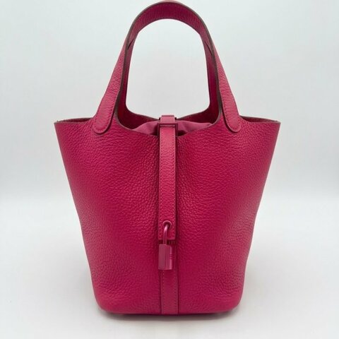 HERMES 桃紅菜籃子18 #U刻