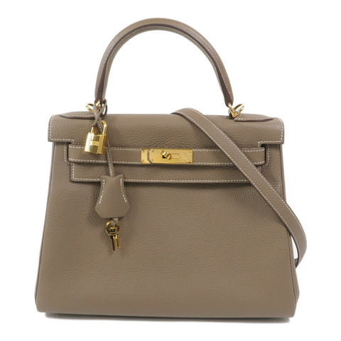 HERMES Togo皮革Kelly 28手挽肩背兩用袋Etoupe