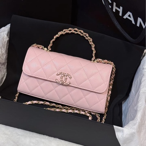 💎Chanel香奈兒｜26B櫻花粉荔枝皮橫版kelly｜閒置新芯片款