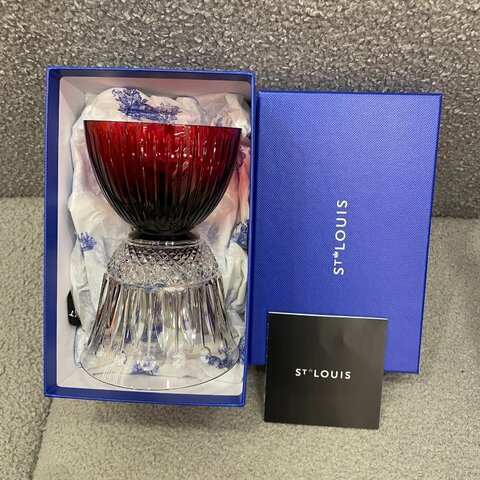 愛馬仕 Hermès St. Louis 聖路易水晶杯 紅／透明黑 水晶｜全新