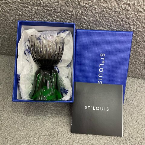 愛馬仕 Hermès St. Louis 聖路易水晶杯 綠／黑 水晶｜全新