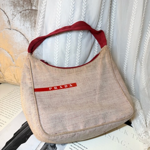 普拉達 prada 復古 帆布 腋下包 麻將包 Y2K 復古高街風 shoulder bag